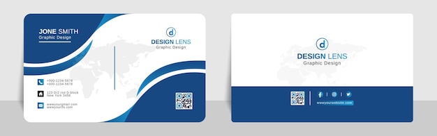 Corporate business card template cyan and blue gradient style