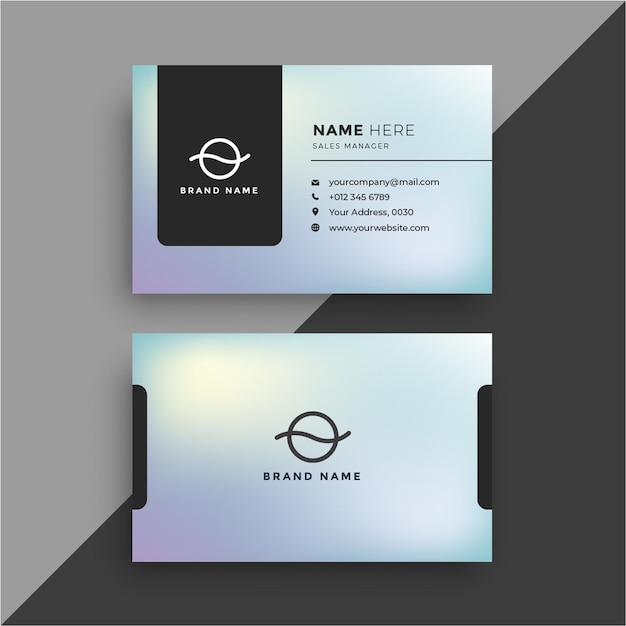 Corporate business card with gradient light green abstract Free vector