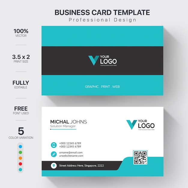 Corporate business cards template with color variation