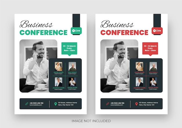 Vector corporate business conference flyer template, a4 size, online webinar flyer