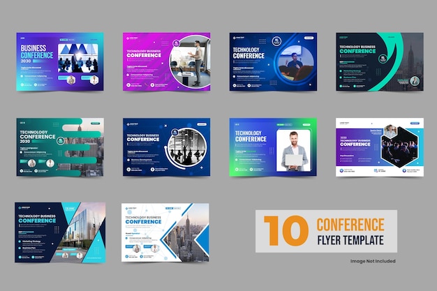 Corporate business conference flyer template or technology event live webinar invitation banner