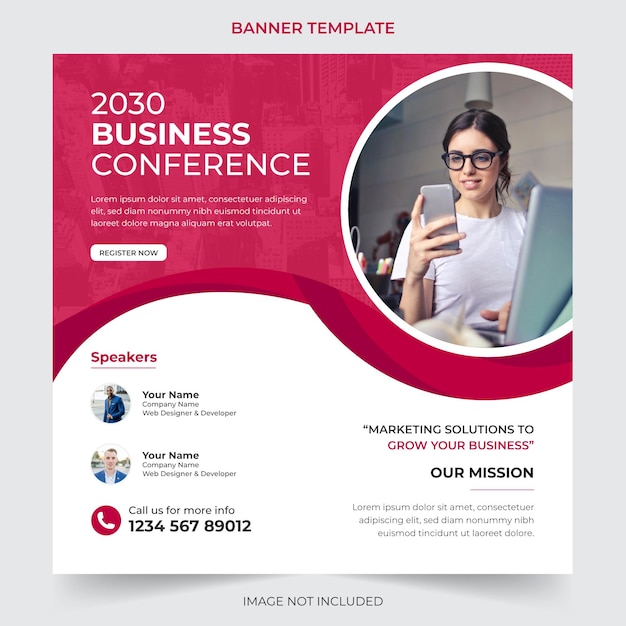 Corporate business conference social media post and web banner design template Premium Vector