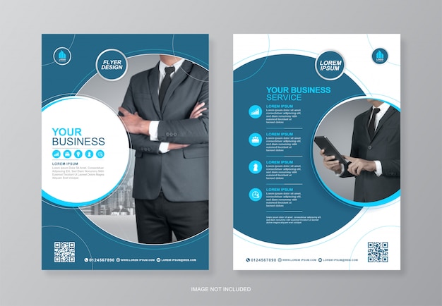 Corporate business cover, back page a4 flyer design template and flat icons