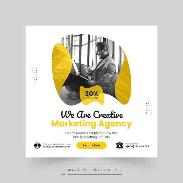 Corporate business and creative marketing agency social media post or web banner template