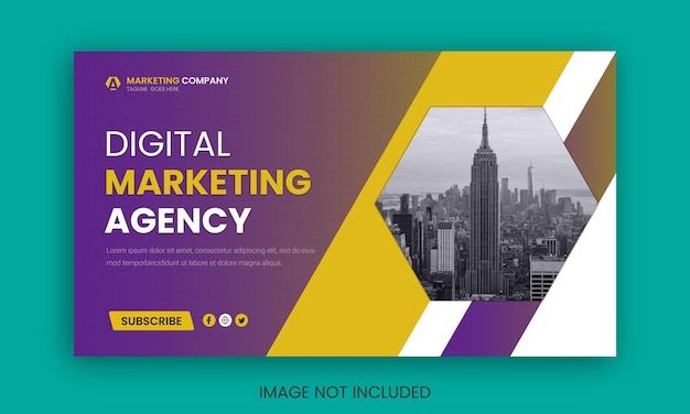 Corporate business and digital marketing youtube thumbnail or web banner template