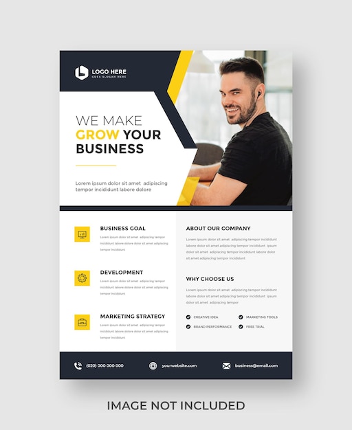 Corporate business flyer and brochure cover or poster template ready to print in a4 size