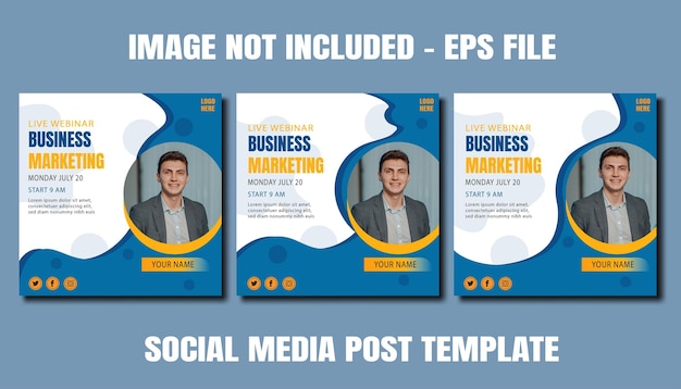 Corporate business flyer square webinar  instagram social media post banner, live instagram post