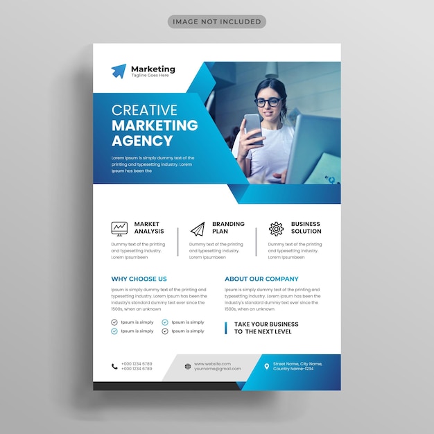 Corporate business flyer template for creative marketing agency