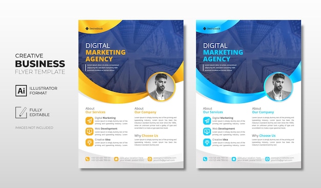 Corporate Business flyer template with blue and orange