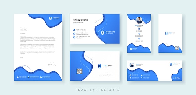 Corporate Business Identity Stationery Set Premium Vector