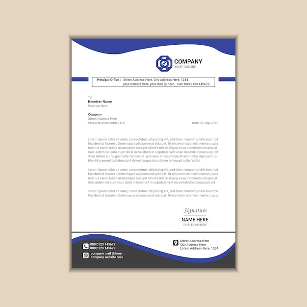 Corporate business letterhead a4 size with bleed vector design