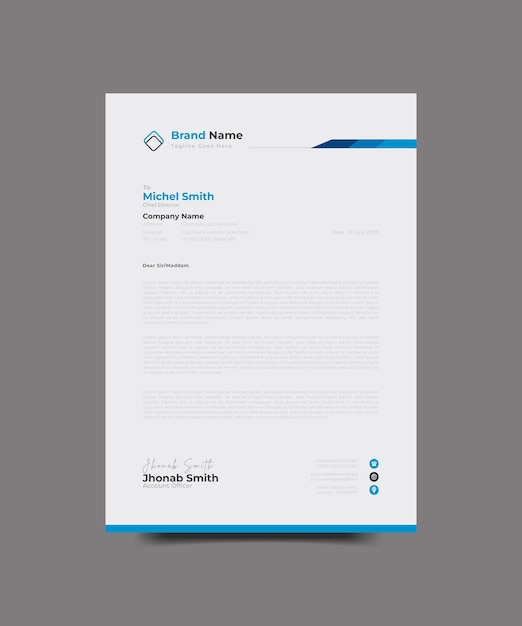 Corporate business letterhead design and branding identity or stationery design Template