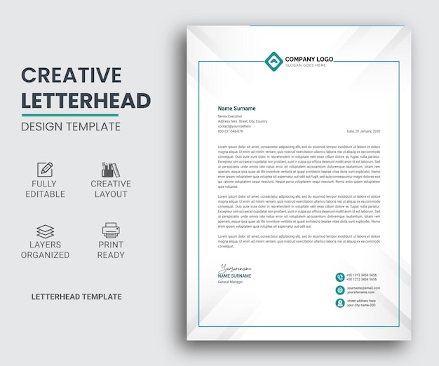 Vector corporate business letterhead design template