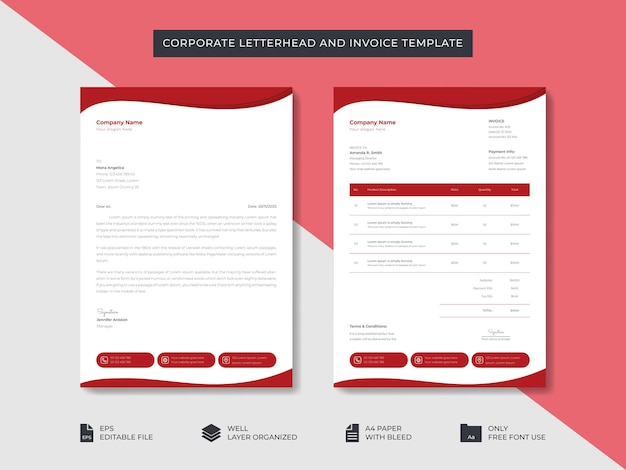 Corporate business letterhead and invoice template business branding identity design template