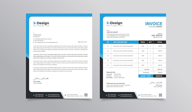 Corporate business letterhead and invoice template Business Branding identity design template