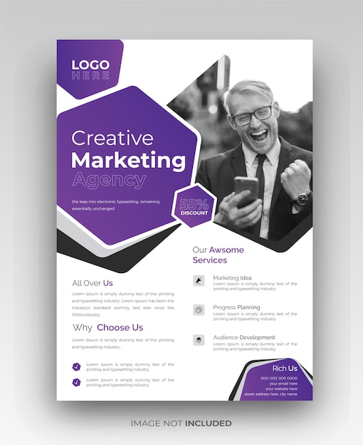 Corporate business marketing agency flyer leaflet design template