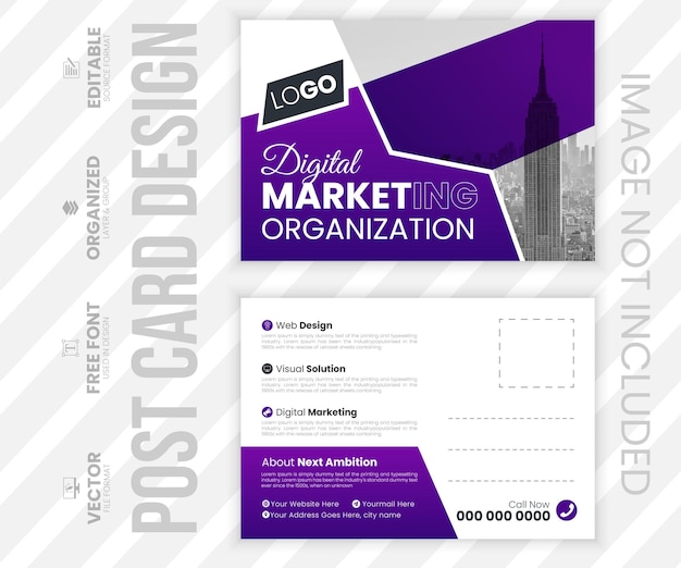 Corporate business postcard design template premium vector