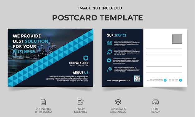 Corporate Business Postcard Template Design Modern Minimal Postcard Template Postcard Layout