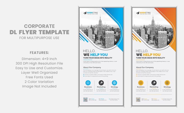 Corporate Business rack Card or Dl Flyer Design Template