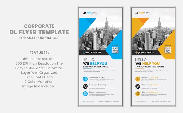 Corporate Business rack Card or Dl Flyer Design Template