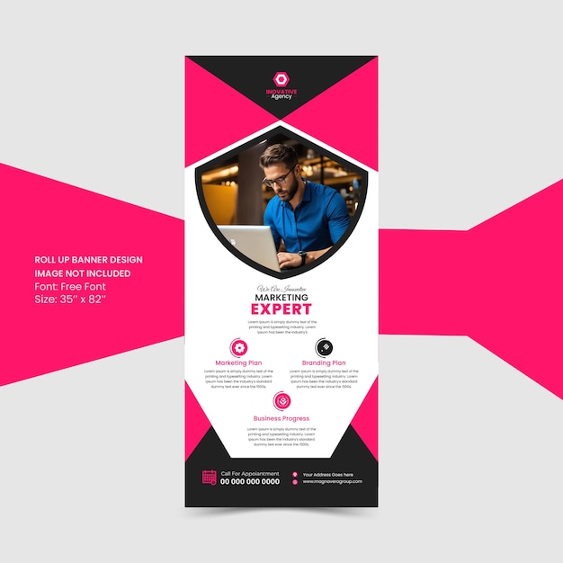 Vector corporate business roll up pull up x banner stranded template design