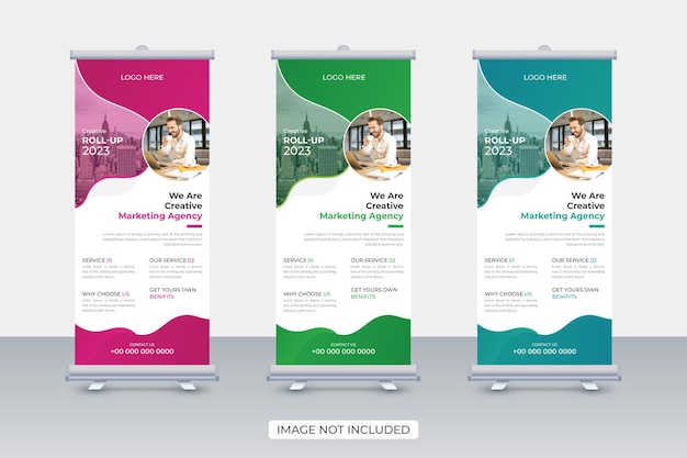 Corporate business roll up or stand banner template with abstract design