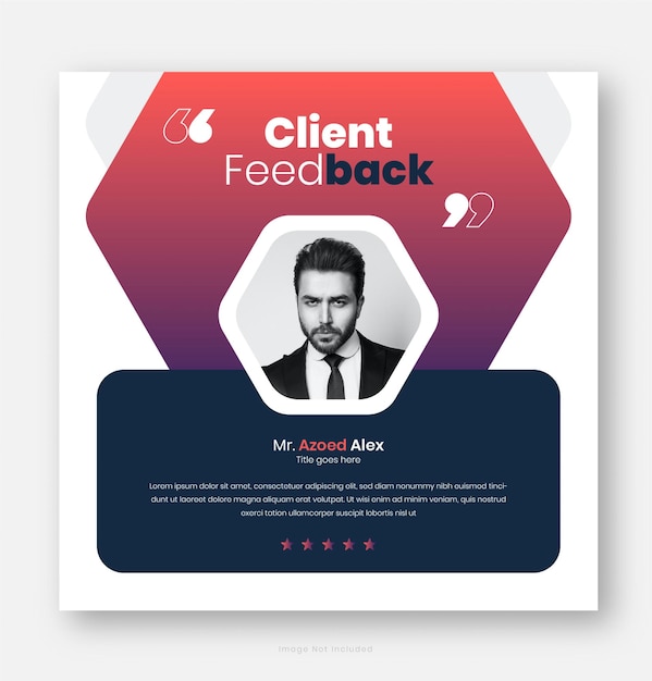 Corporate Business Social Media Post Template Design or Client Feedback Web Banner