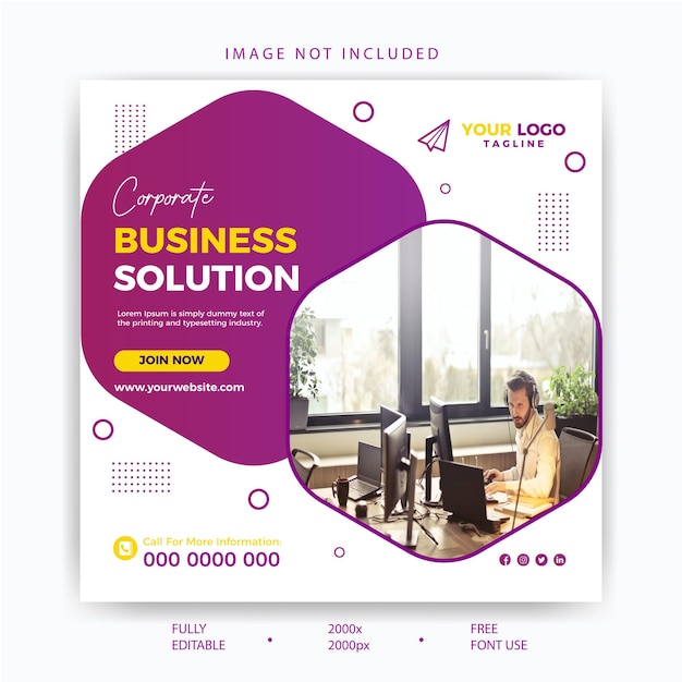 Corporate business solution social media Instagram post design template