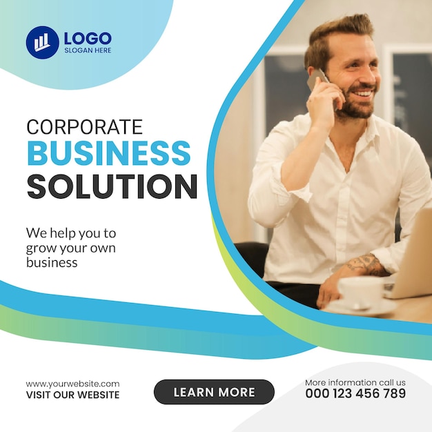 Corporate business solution social media post design