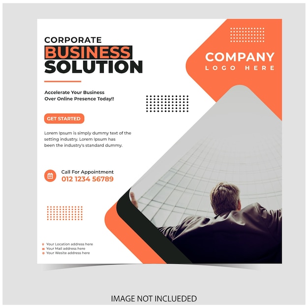 Corporate business solution Social Media Post Template Digital marketing agency vector file