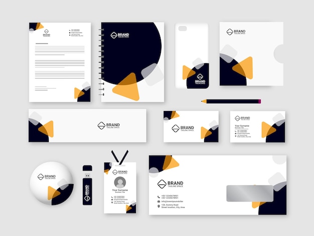 Vector corporate business stationery items set