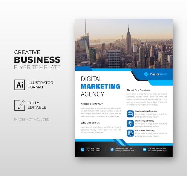 Corporate Business template flyer Blue 