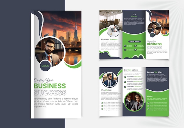 Corporate business trifold brochure design template or Abstract company profile design