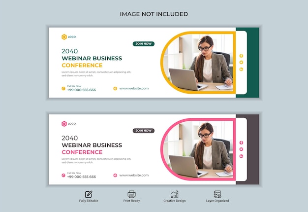 Corporate business webinar conference or social media post facebook cover banner template