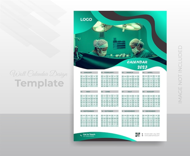 Corporate calendar design template or calendar footer and personal social media cover templates with an author photo place creative modern layout