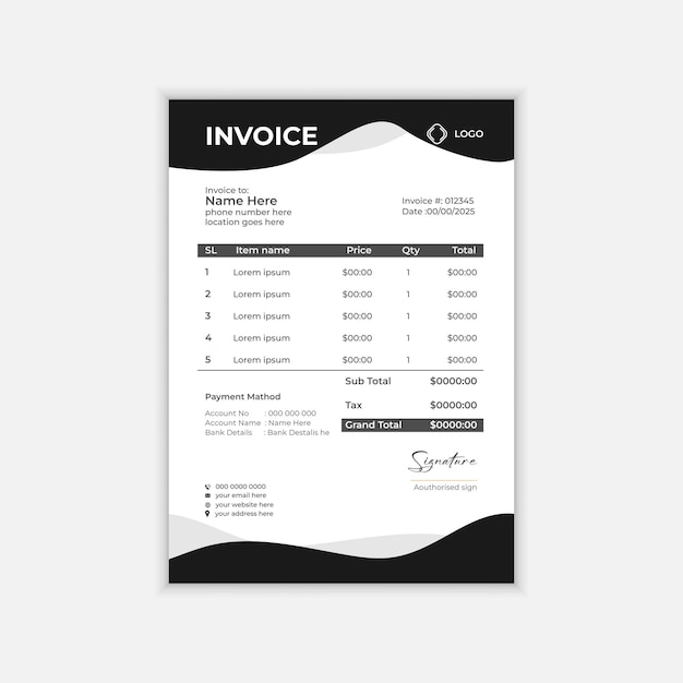 Vector corporate clean modern invoice design