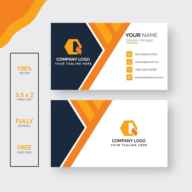 Corporate clean Orange color business card template