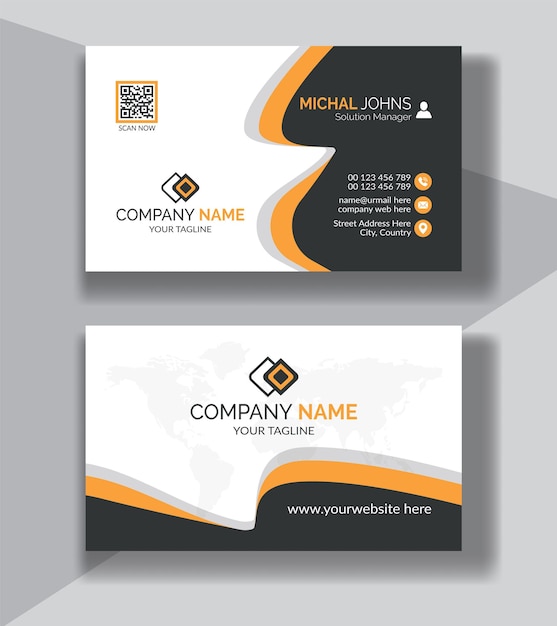 Corporate clean style modern business card design, professional creative business card template