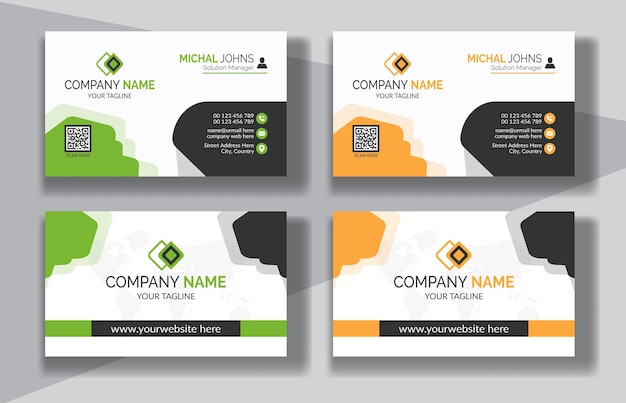 Corporate clean style modern business card design, professional creative visiting card template.