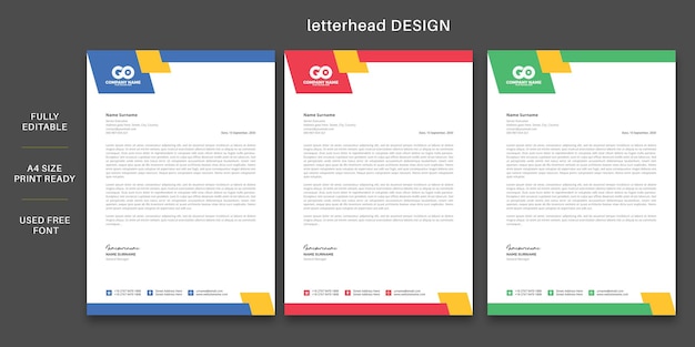 Corporate clear business letterhead template design layout with graphic printready background