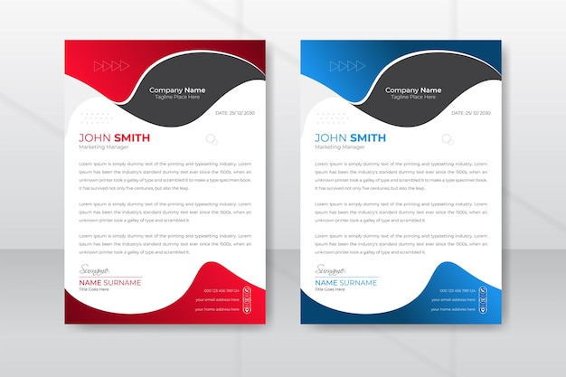 Corporate company business letterhead template design