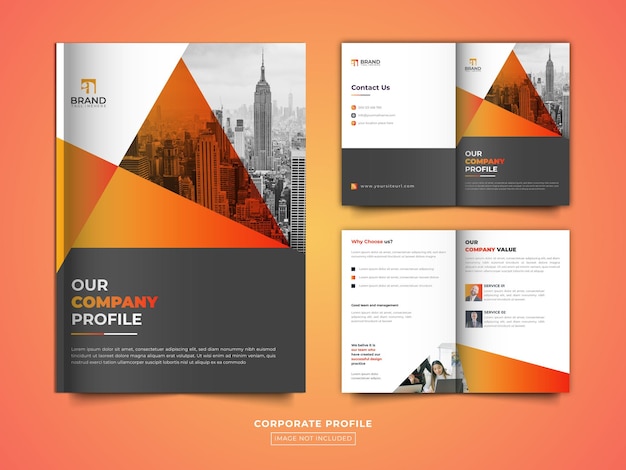 Corporate company profile bifold brochure template design