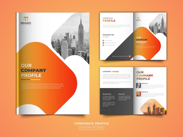 Corporate company profile bifold brochure template design