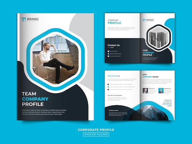 Corporate company profile bifold brochure template design