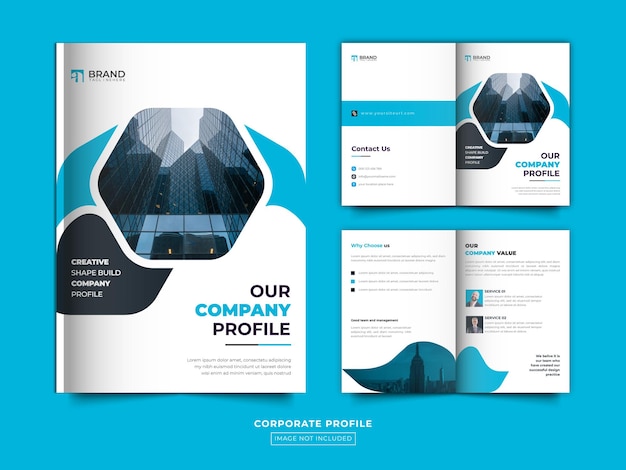 Corporate company profile bifold brochure template design