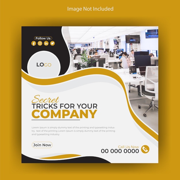 Corporate and creative business social media post design for marketing