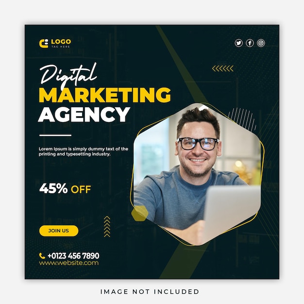 Corporate and digital marketing company social media post template