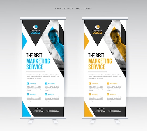 Corporate display standee polygonal roll up design template