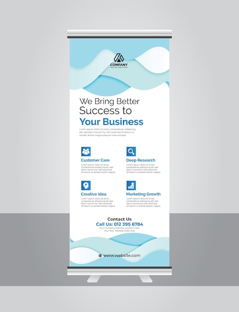 Corporate display standee polygonal rollup banner with Vector Template for business and advertisin