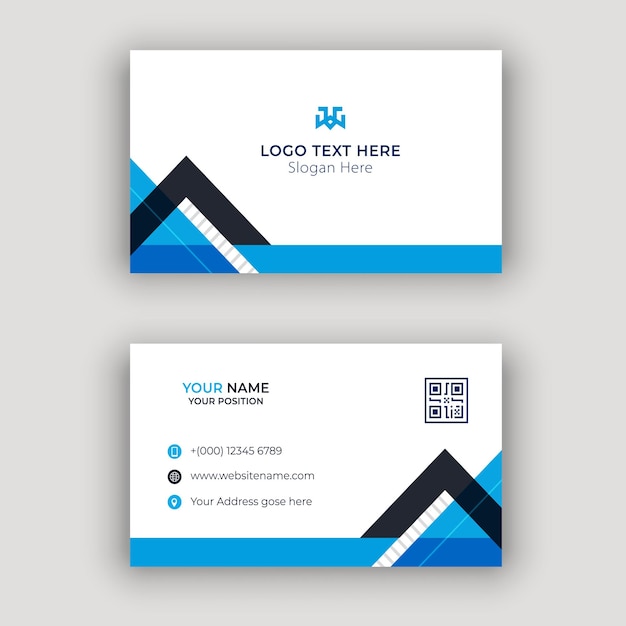 Corporate elegant blue and white creative business card